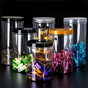 <span class=keywords><strong>Ali</strong></span> <span class=keywords><strong>Baba</strong></span> 32 oz bocal en plastique de qualité alimentaire à large ouverture 16 couvercles à vis pour le stockage des bonbons et des gâteaux pour animaux de compagnie bocaux de stockage esthétiques de 8oz - Product Image 2