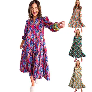 Wholesale New Arrival Trending Bohemian Floral Printed Long Maxi Casual Sun Dresses Women Summer Dress