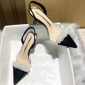 High Baotou Sandals Female Summer Style Transparent Temperament - Foot Slip-pointed Thin Heels After the Empty Single Shoes - Product Image 1