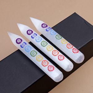 Varinha de Cristal de Selenita Natural para Meditação e Decoração Espiritual, Obelisco de Cura Reiki com 7 Chakras - Product Image 2