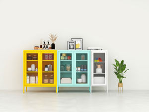 Armadio Moderno in Metallo con Ante in Vetro, Popolare Arredo per Casa e Hotel, per Soggiorno e Camera da Letto, Elegante Vetrina in Acciaio - Product Image 6