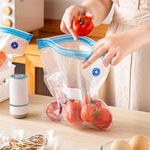 Reusable <b>Vacuum</b> Food Storage <b>Bag</b> Transparent Freezer Ziplock Seal <b>Bag</b> Set With Pump for Snacks Fruits Vegetable and Meat Storage - Product Image 3