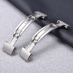 Fermoir de montre JAETIUM en acier inoxydable à déployement papillon 16mm 18mm avec motif à carreaux - Product Image 2