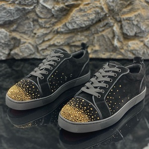 Chaussures de créateur en cuir véritable sur mesure à semelle rouge pour homme et femme, baskets de marques célèbres, vente en gros, chaussures plates décontractées de luxe - Product Image 3