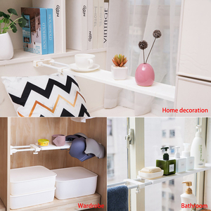 Kitchen <strong>Bathroom</strong> Extendable Adjustable <strong>Telescopic</strong> Metal Cupboard Wardrobe Closet Cabinet Spice Storage Organizer Divider <strong>Shelf</strong> - Product Image 4