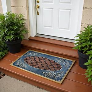 Tapete de Entrada de Goma de Estilo Europeo Clásico, Rectangular, con Patrón Floral, Antideslizante, para Exteriores - Product Image 4
