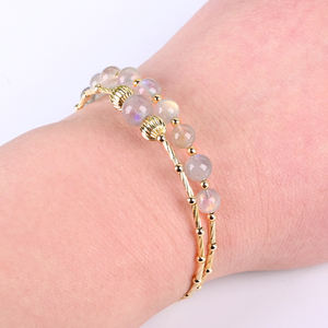 Bracelets en cristal naturel faits à <span class=keywords><strong>la</strong></span> main en gros, cadeaux, bracelet en <span class=keywords><strong>pierre</strong></span> <span class=keywords><strong>de</strong></span> <span class=keywords><strong>lune</strong></span> grise en cristal pour cadeau - Product Image 2
