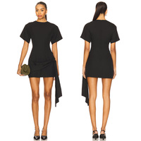 Robe T-shirt décontractée ample en coton 100 % pour femme grande taille avec volants en cascade et diamants