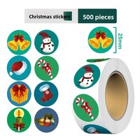 Rouleau d'autocollants en papier adhésif de Noël transfrontalier DM, étiquettes, autocollants de journal de bande dessinée, écologiques, durables, 500 autocollants/rouleau