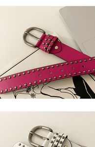 Ceinture Hip-hop Punk de style américain pour femmes, en PU, avec boucle à ardillon en alliage, largeur 2-4 cm, ceinture Y2K cloutée noire, passe-partout - Product Image 2