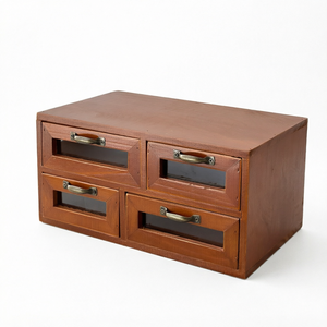 Modern Wood Desk <b>Drawer</b> Jewelry <b>Storage</b> <b>Box</b> 4 Compartment Organizer Rectangular Injection-Molded Multifunctional Container - Product Image 1