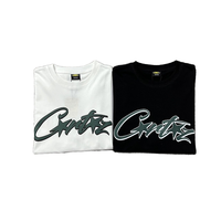 T-shirt unisexe à manches courtes en coton longues fibres respirant, coupe classique, col rond, imprimé logo lettres, double fil, série Alcatraz