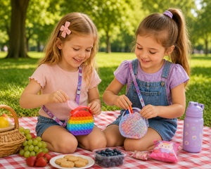 Sac bandoulière en silicone avec fermeture éclair, motifs animaux, étanche, pour tout-petits, sac à monnaie anti-stress à bulles, arc-en-ciel, Push Pop, unisexe, OEM/ODM - Product Image 4