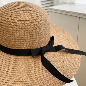 <span class=keywords><strong>Sombrero</strong></span> de Paja Panamá de Ala Ancha MADESHINE con Lazo Negro Bordado con Logotipo Personalizado para Mujer, Ideal para Viajes y Playa - Product Image 3