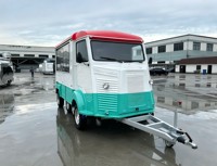 Remorque Food Truck Électrique Rétro Personnalisée Citroën, Comptoir de Présentation Commercial avec Plaque de Cuisson Électrique pour Glamping et Confiserie, en Acier Inoxydable