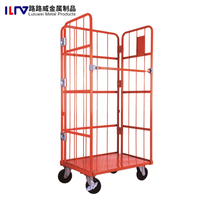 Conteneur de rangement métallique à 5 étagères avec fermeture à clipser, chariot à roulettes