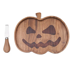 Wholesale Wooden Snack Platter, Customizable Acacia Wood <b>Cheese</b> Board with Utensil for Halloween Party - Product Image 2