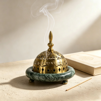Brûleur d'encens Bakhoor en marbre vert naturel, brûleur d'Oud pour la décoration de table de Majlis, cadeau de festival pour la maison arabe, Ramadan, Aïd