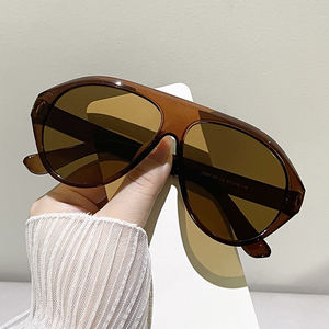 2025년 신상 인기 디자이너 캔디 컬러 오버사이즈 파일럿 선글라스 여성 앰버 옐로우 펑크 선글라스 남성 빅 프레임 트렌디 쉐이드 - Product Image 3