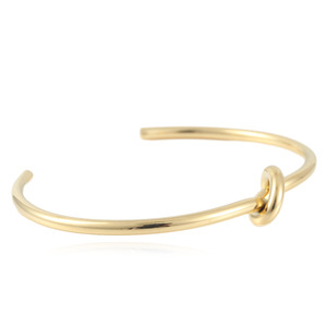 Pulsera de puño con nudo en tono dorado para mujer, joyería de moda de acero inoxidable, regalo 13006 - Product Image 4