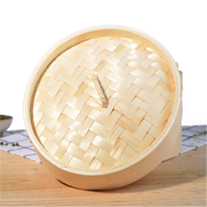 Vaporera de bambú de 2 niveles, 1 tapa + 1 delineador de silicona + 2 pares de palillos - Product Image 5