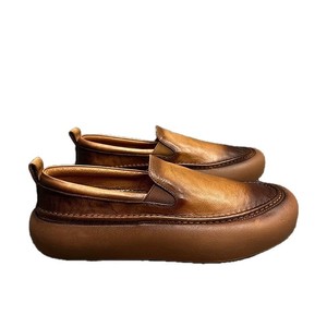 Mocasines de Cuero Genuino para Hombre, Color Marrón, Suela Gruesa, Cómodos y Transpirables, Tacón Medio de 3-5 cm, Color Sólido - Product Image 5