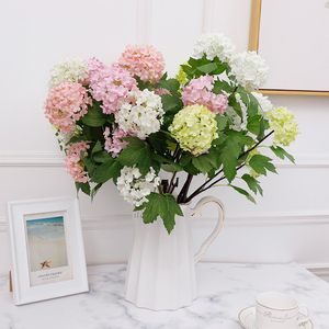M185-Hortensia blanca de alta calidad, arbusto de flores artificiales, tallos de hortensia, flores de seda de tacto Real - Product Image 3