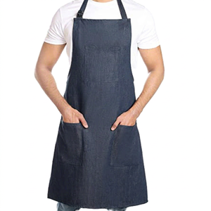 Denim Bib <b>Apron</b> With Pockets Classic Style Machine Washable For <b>Cooking</b> Daily Use - Product Image 1