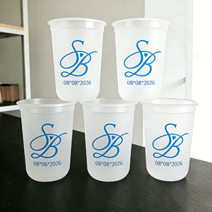 Gobelets en plastique PP de 500 ml, 16 oz, verres à champagne dorés en plastique pour mariage, anniversaire, fête, gobelet personnalisé avec le <span class=keywords><strong>nom</strong></span> de la mariée, gobelet givré - Product Image 1