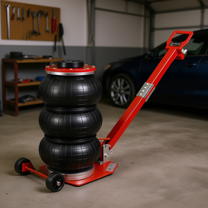 Gato neumático de aire D0100H537UJ de 3 toneladas, rojo, con triple bolsa de acero, mango largo ajustable, elevación rápida para uso en garaje - Product Image 2