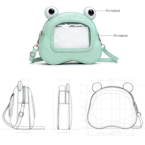 Sac à dos Ita personnalisé en PU en forme de grenouille avec fenêtre transparente pour affichage de badges, design mignon de dessin animé, unisexe, pour usage quotidien et Comic Con - Product Image 2
