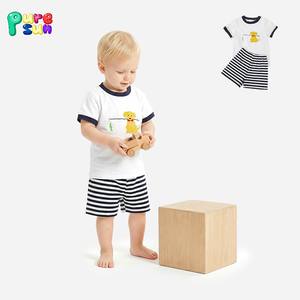 Puresun Produsen Pakaian Anak Set Motif Cetak Kustom Aplikasi Gambar Anjing Bahan Katun Ramah Lingkungan Pakaian Anak Laki-laki Set Pakaian Anak - Product Image 1