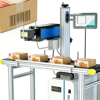 Machine de marquage laser CO2 pour ligne de production d'emballages alimentaires, prise en charge DXF/PLT/BMP, marquage de date et de code haute précision, type volant en ligne