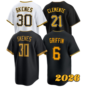 Camiseta de Béisbol para Hombre 2026 Paul Skenes, Cosida, Roberto Clemente, Konnor Griffin, Bryan Reynolds, Oneil Cruz, Tallas S-3XL, Envío Rápido - Product Image 1