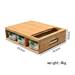Planche à découper multifonction en bois naturel fabriquée en Chine avec quatre tiroirs et râpes - Product Image 2