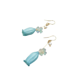 Nuevos pendientes de goma caídos Linglan, carillón de viento, fruta, pendientes largos de flores de cristal, pequeños pendientes de perlas de imitación frescas, bonitos pendientes - Product Image 1