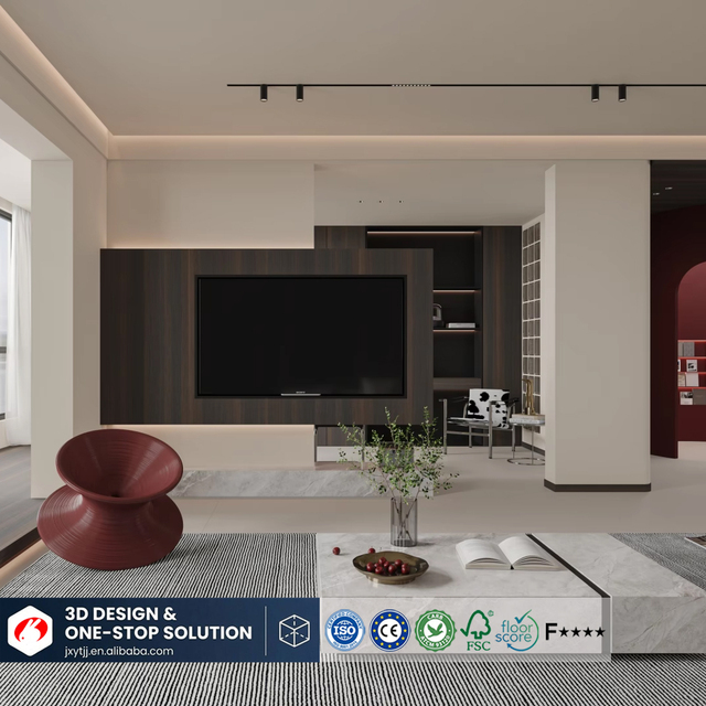 Customizable Wall-Mounted Eco-Friendly Straw Board TV Cabinet Integrated Storage TV Stand Unit for Living Room