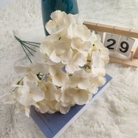 Bunga Hydrangea Sutra Premium Buatan, Rangkaian Bunga Palsu Realistis, Dekorasi Rumah Ruang Tamu Gaya Nordik, Kuning Putih Ungu