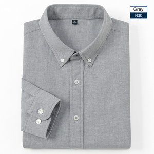 <span class=keywords><strong>Oxford</strong></span> algodón sarga hombres de alta calidad antiarrugas manga larga para Polo personalizable blanco negocios Formal otoño - Product Image 4