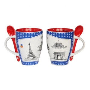 Fabricant Tasse à café en céramique souvenir personnalisée <span class=keywords><strong>Paris</strong></span> Tour Eiffel Design Vintage Tasses en porcelaine avec cuillère - Product Image 2