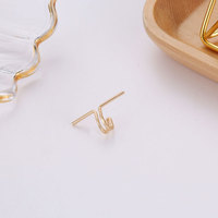 Anting-anting klip tulang rawan model NAkab, gaya minimalis Amerika Eropa untuk wanita, berlapis elektroplating, desain personalisasi, model Double-C.