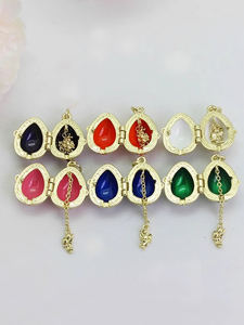 SHINNYGIFTS peint à la main Vintage <span class=keywords><strong>russe</strong></span> oeuf de pâques pendentifs émail collier à faire soi-même fabrication de <span class=keywords><strong>bijoux</strong></span> pour cadeau - Product Image 3