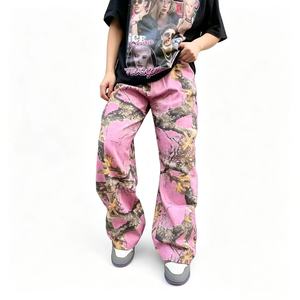 <span class=keywords><strong>Pantaloni</strong></span> Larghi Vintage con Stampa Mimetica Rosa Giungla, <span class=keywords><strong>Pantaloni</strong></span> Oversize a Gamba Larga per <span class=keywords><strong>Uomo</strong></span>, Stile Hip Hop Urbano Casual per Uso Quotidiano - Product Image 5
