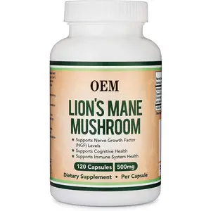 El suplemento herbal vegetariano OEM Lion's Mane Mushroom Capsule apoya la salud cerebral e inmunológica