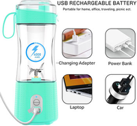 BSCI Fabriek 4000mAh TYPE C Oplaadbare Draagbare Blender met Tuit en Drinkdeksel Fruitpers Pure Blender Reistas 380ml USB Blender