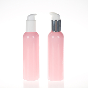 Layanan OEM pink 6oz 180ml <span class=keywords><strong>cosmo</strong></span> bulat botol PET perawatan kulit lotion pembersih kemasan dengan pompa lotion - Product Image 1
