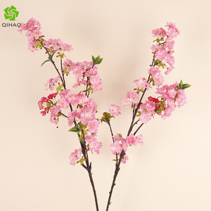 QIHAO Artificial Cherry Blossom <b>Flower</b> <b>Single</b> Branch High Simulation Silk <b>Flower</b> For Wedding Home Decoration - Product Image 1