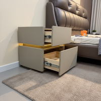 Table d'appoint intelligente à 2 tiroirs avec chargeur sans fil, lumière LED, miroir, style moderne minimaliste, table de chevet, armoire de rangement pour chambre à coucher