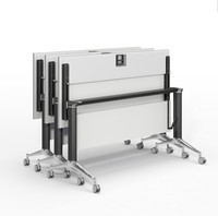 Table de formation pliante Leadcom LS-414A avec plateau rabattable, bureau de salle de formation pliable, tables de salle de réunion empilables avec poutre réglable