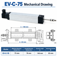 Sensor Perpindahan Linier EV-C-75 75mm 0.1% IP54 Output Tegangan Analog Pemasangan Ujung Batang Novotechnik TLH/TL untuk LT Sakae LP